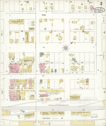 Sanborn Fire Insurance Map from Ritzville, Adams County, Washington (1905), Sheet #0003 - Complete Map Set gallery image, historic Sanborn map, vintage wall art, Washington Washington