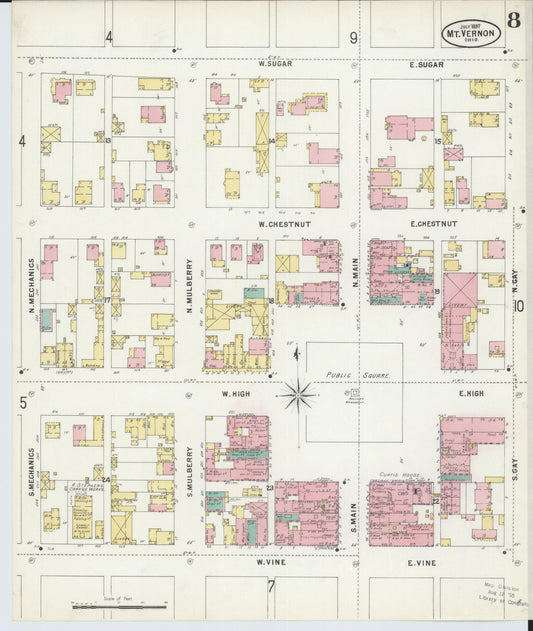 Sanborn Fire Insurance Map from Mount Vernon, Knox County, Ohio (1897), Sheet #0008 - Historic Sanborn Fire Insurance Map Print, vintage old map wall art, antique decor, genealogy gift, Ohio Ohio map