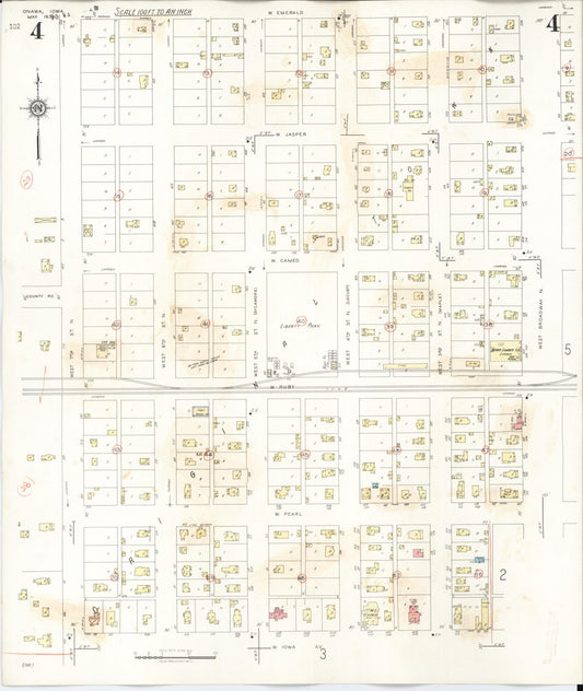 Sanborn Fire Insurance Map from Onawa, Monona County, Iowa (1942), Sheet #0004 - Historic Sanborn Fire Insurance Map Print, vintage old map wall art