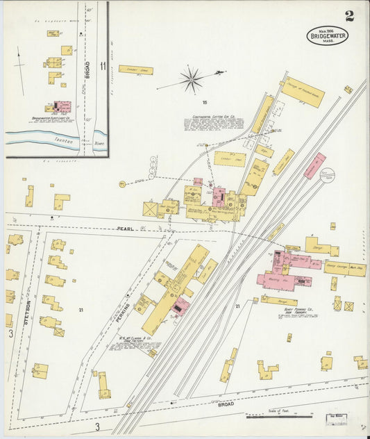 Sanborn Fire Insurance Map from Bridgewater, Plymouth County, Massachusetts (1906), Sheet #0002 - Historic Sanborn Fire Insurance Map Print, vintage old map wall art, antique decor, genealogy gift, Massachusetts Massachusetts map