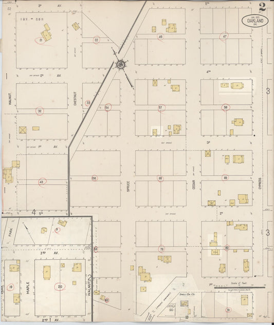Sanborn Fire Insurance Map from Oakland, Douglas County, Oregon (1931), Sheet #0002 - Historic Sanborn Fire Insurance Map Print, vintage old map wall art, antique decor, genealogy gift, Oregon Oregon map