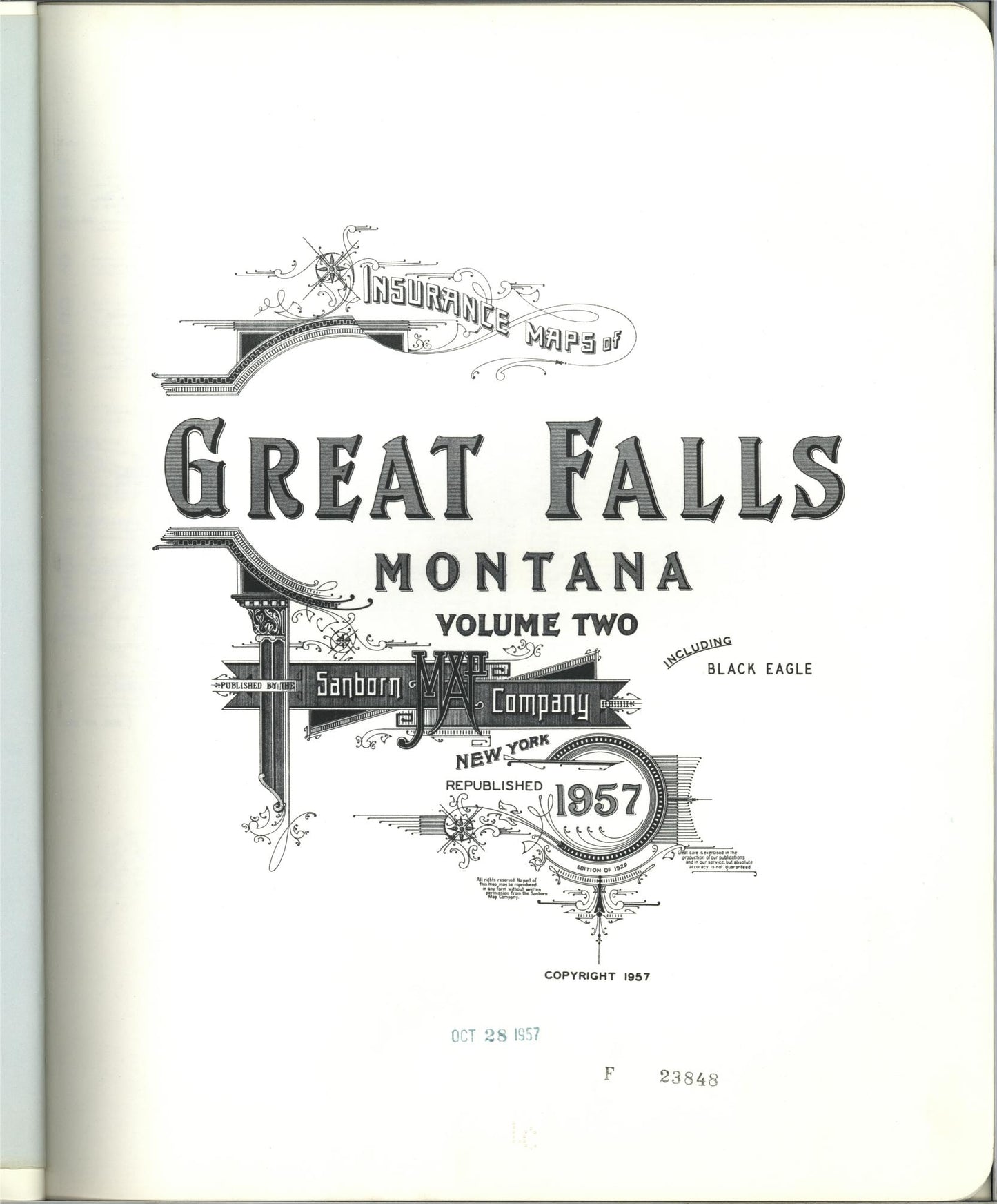 Sanborn Fire Insurance Map from Great Falls, Cascade County, Montana (1957), Sheet #0001 - Complete Map Set gallery image, historic Sanborn map, vintage wall art, Montana Montana