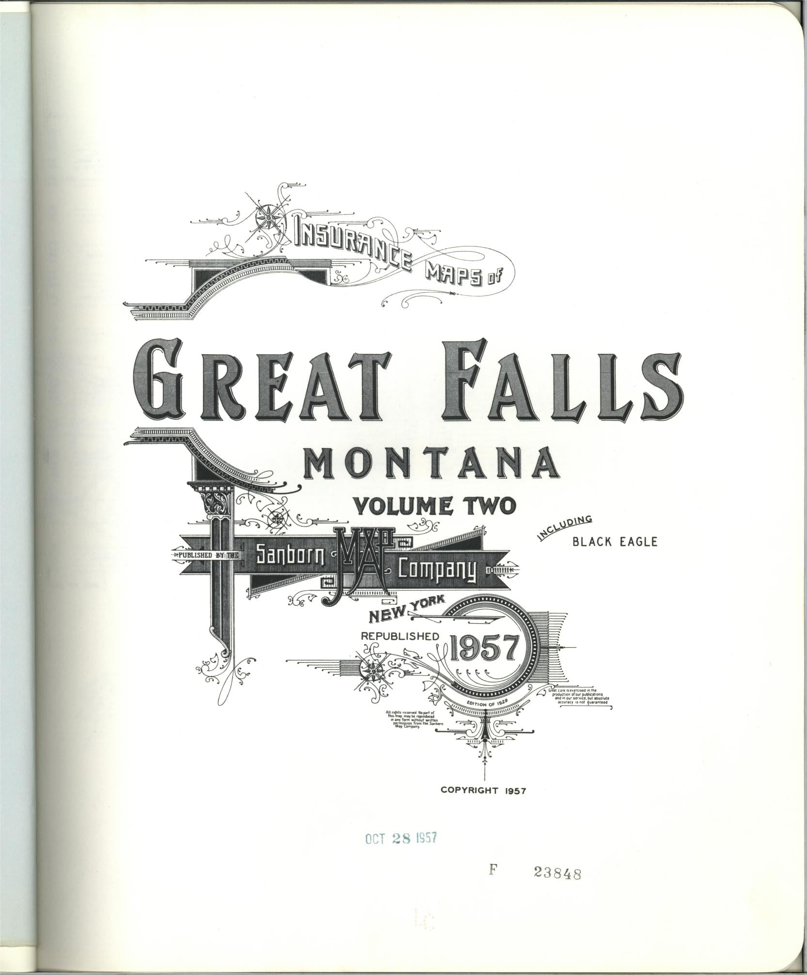 Sanborn Fire Insurance Map from Great Falls, Cascade County, Montana (1957), Sheet #0001 - Complete Map Set gallery image, historic Sanborn map, vintage wall art, Montana Montana