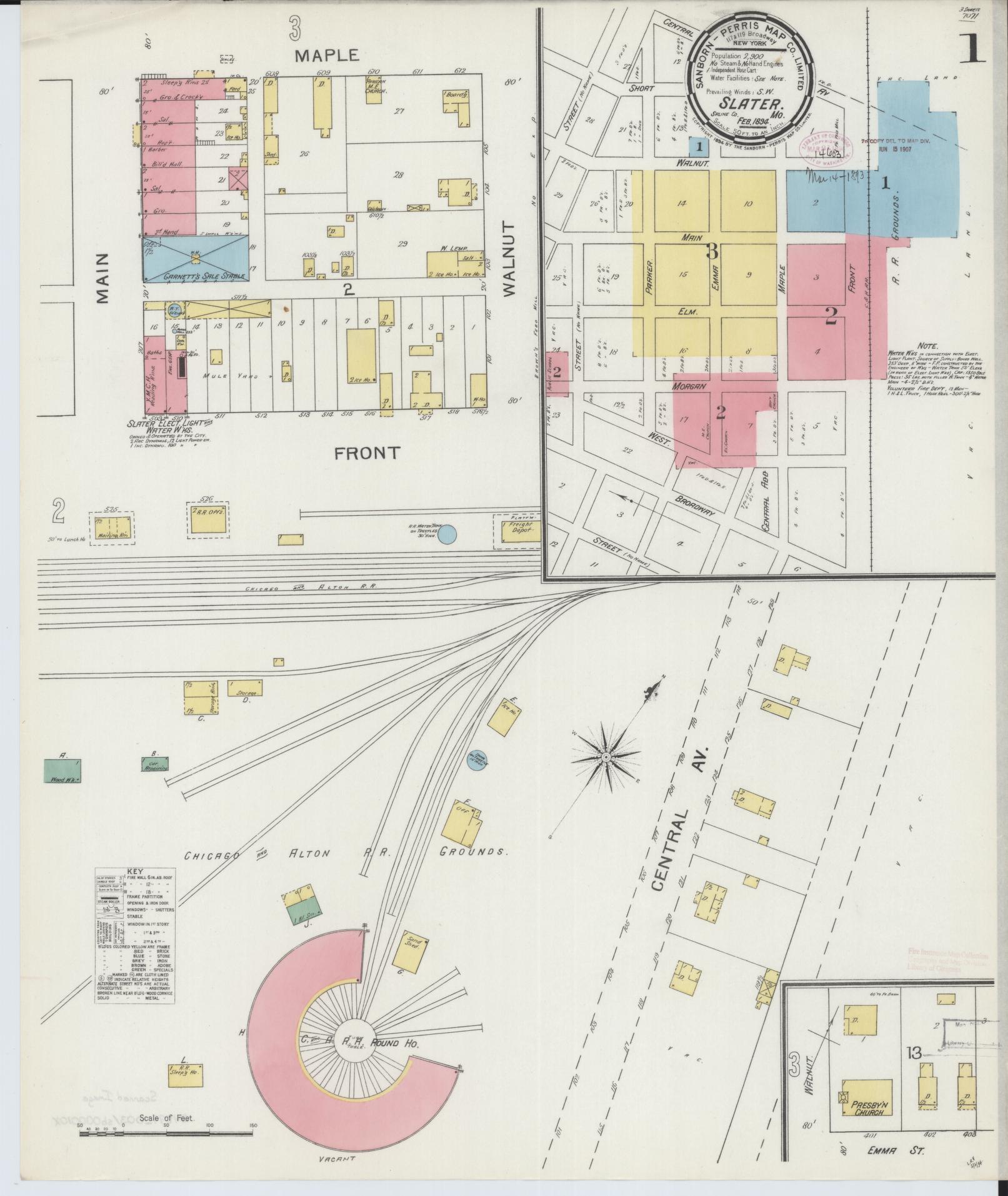 Sanborn Fire Insurance Map from Slater, Saline County, Missouri (1894), Sheet #0001 - Historic Sanborn Fire Insurance Map Print, vintage old map wall art, antique decor, genealogy gift, Missouri Missouri map