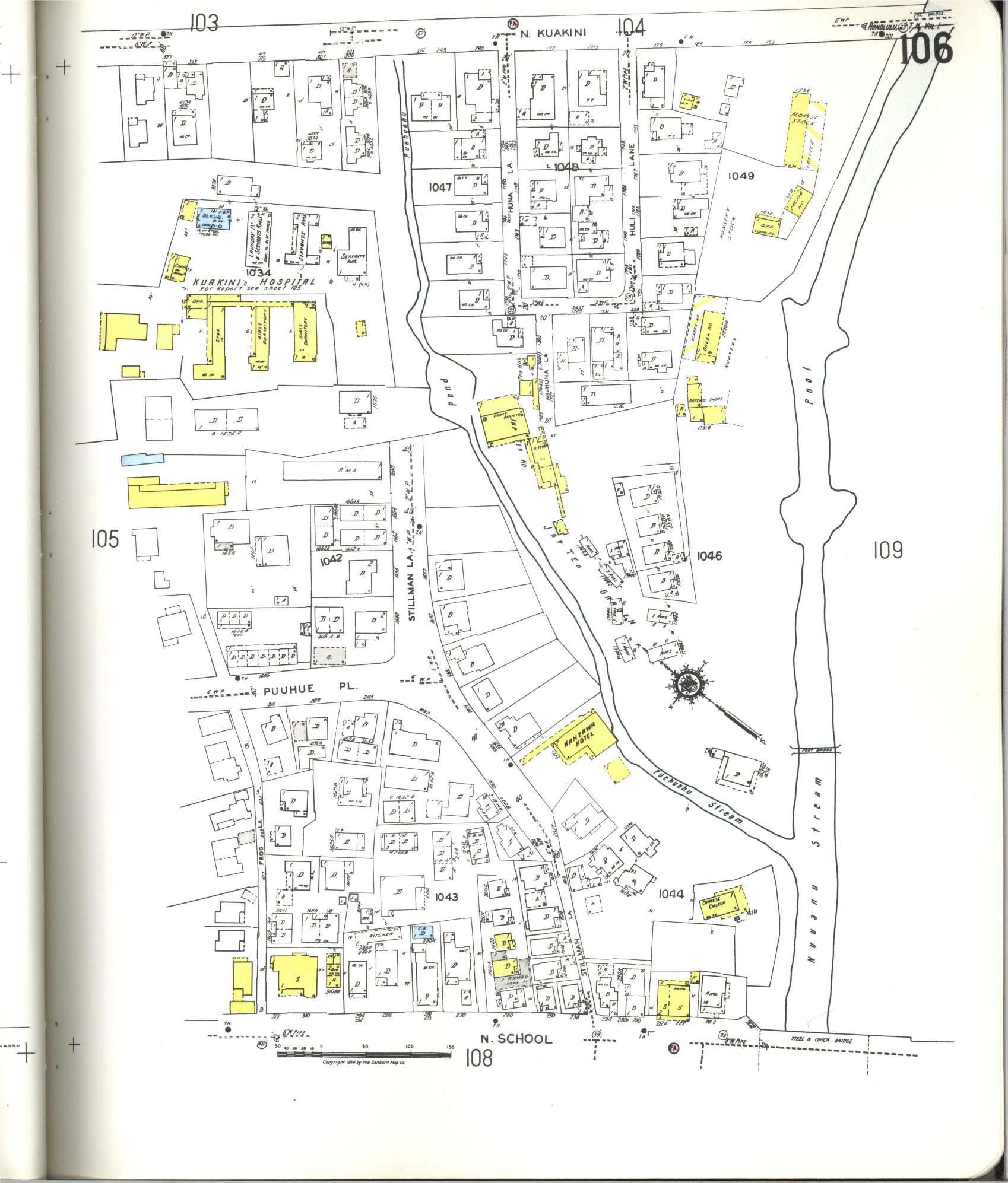 Sanborn Fire Insurance Map from Honolulu, Oahu County, Hawaii (1955), Sheet #0106 - Historic Sanborn Fire Insurance Map Print