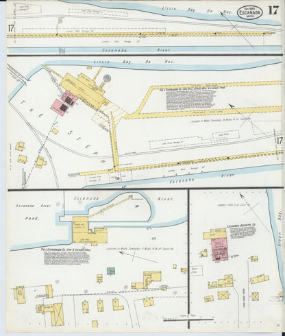 Sanborn Fire Insurance Map from Escanaba, Delta County, Michigan (1899), Sheet #0017 - Complete Map Set gallery image, historic Sanborn map, vintage wall art, Michigan Michigan