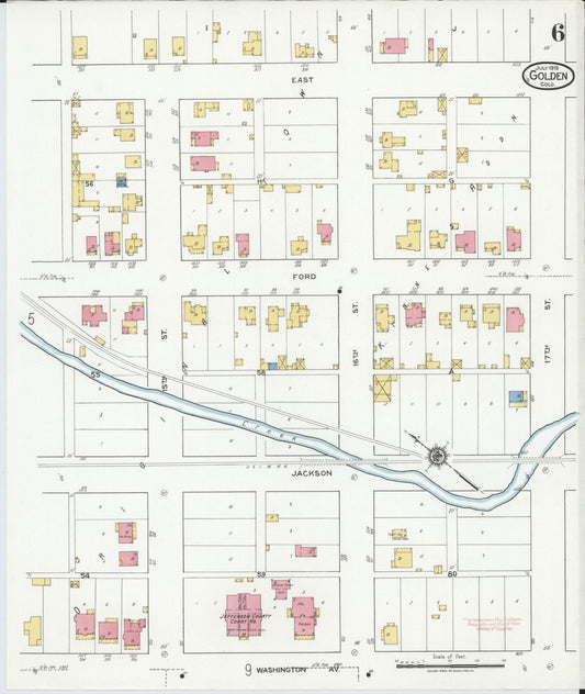 Sanborn Fire Insurance Map from Golden, Jefferson County, Colorado (1919), Sheet #0006 - Historic Sanborn Fire Insurance Map Print, vintage old map wall art, antique decor, genealogy gift, Colorado Colorado map