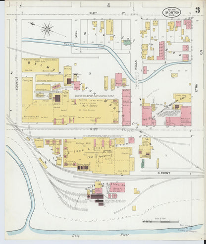 Sanborn Fire Insurance Map from Ironton, Lawrence County, Ohio (1900), Sheet #0003 - Historic Sanborn Fire Insurance Map Print, vintage old map wall art, antique decor, genealogy gift, Ohio Ohio map
