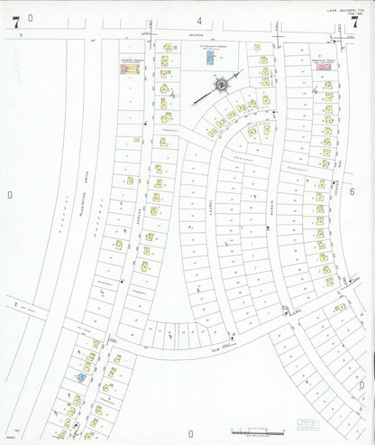 Sanborn Fire Insurance Map from Lake Jackson, Brazoria County, Texas (1951), Sheet #0007 - Complete Map Set gallery image, historic Sanborn map, vintage wall art, Texas Texas