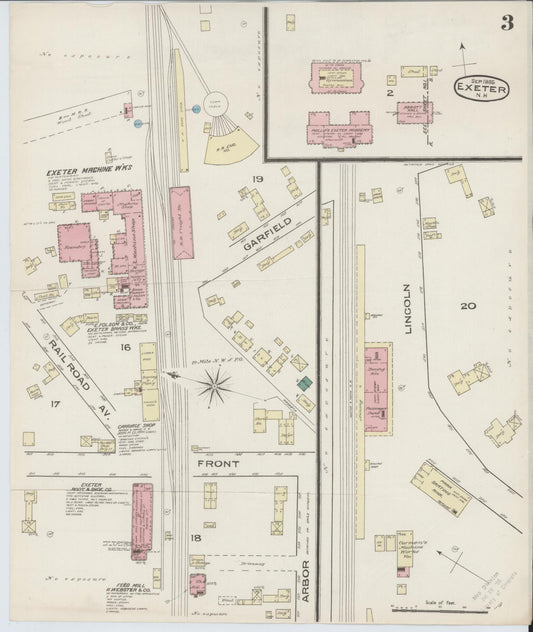 Sanborn Fire Insurance Map from Exeter, Rockingham County, New Hampshire (1885), Sheet #0003 - Historic Sanborn Fire Insurance Map Print, vintage old map wall art, antique decor, genealogy gift, New Hampshire New Hampshire map