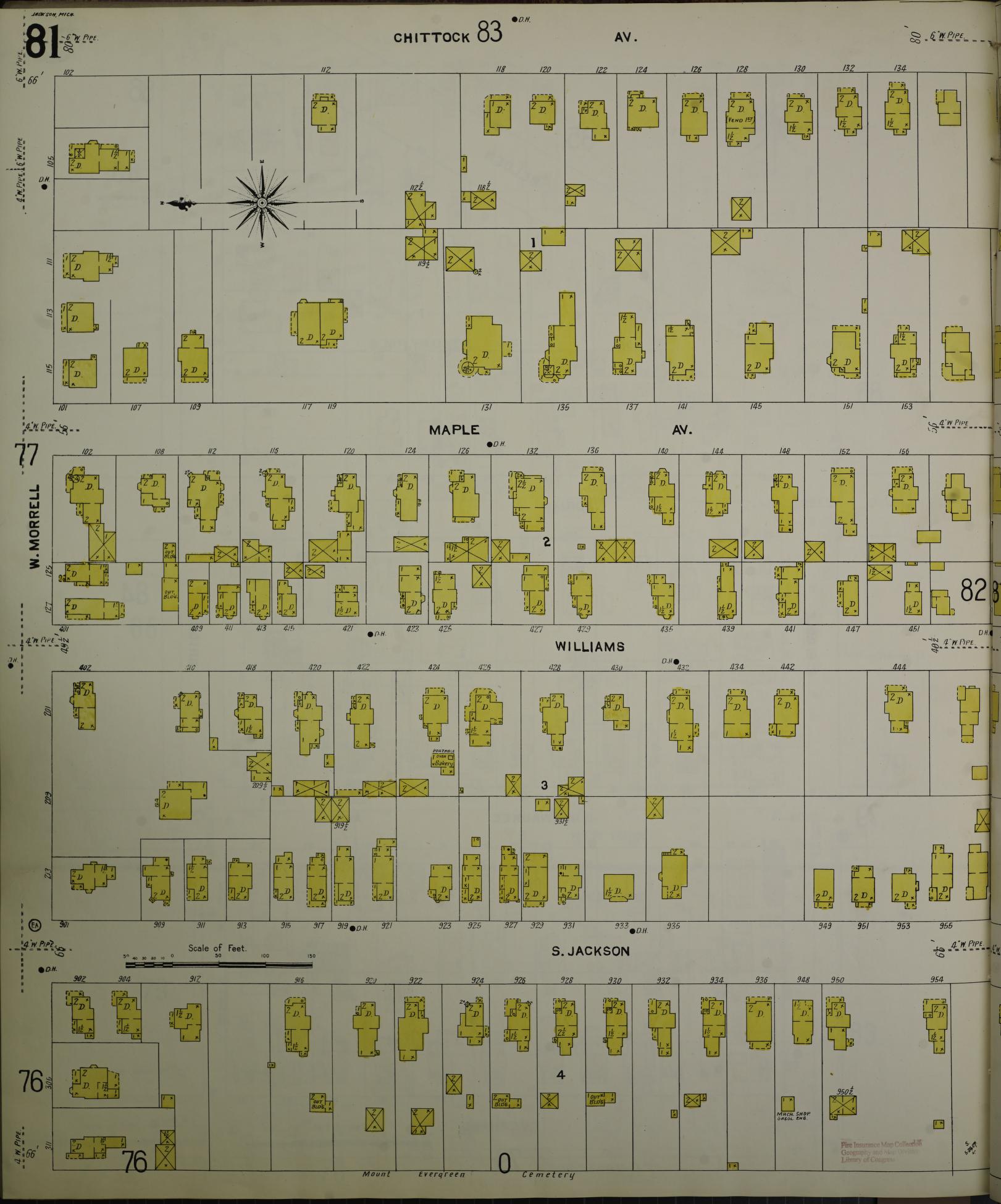 Sanborn Fire Insurance Map from Jackson, Jackson County, Michigan (1907), Sheet #0081 - Complete Map Set gallery image, historic Sanborn map, vintage wall art, Michigan Michigan