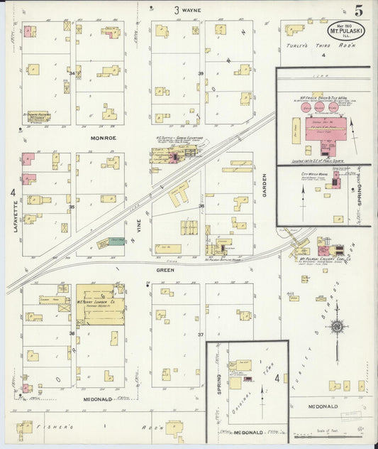 Sanborn Fire Insurance Map from Mount Pulaski, Logan County, Illinois (1910), Sheet #0005 - Historic Sanborn Fire Insurance Map Print, vintage old map wall art, antique decor, genealogy gift, Illinois Illinois map