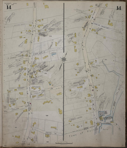 Sanborn Fire Insurance Map from Cohasset, Norfolk County, Massachusetts (1952), Sheet #0014 - Historic Sanborn Fire Insurance Map Print, vintage old map wall art, antique decor, genealogy gift, Massachusetts Massachusetts map