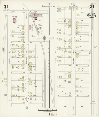 Sanborn Fire Insurance Map from New Bern, Craven County, North Carolina (1924), Sheet #0031 - Complete Map Set gallery image, historic Sanborn map, vintage wall art, North Carolina North Carolina