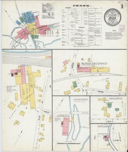 Sanborn Fire Insurance Map from Ayer, Middlesex County, Massachusetts (1902), Sheet #0001 - Complete Map Set gallery image, historic Sanborn map, vintage wall art, Massachusetts Massachusetts