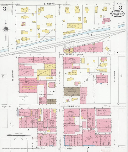 Sanborn Fire Insurance Map from Galesburg, Knox County, Illinois (1927), Sheet #0003 - Historic Sanborn Fire Insurance Map Print, vintage old map wall art, antique decor, genealogy gift, Illinois Illinois map