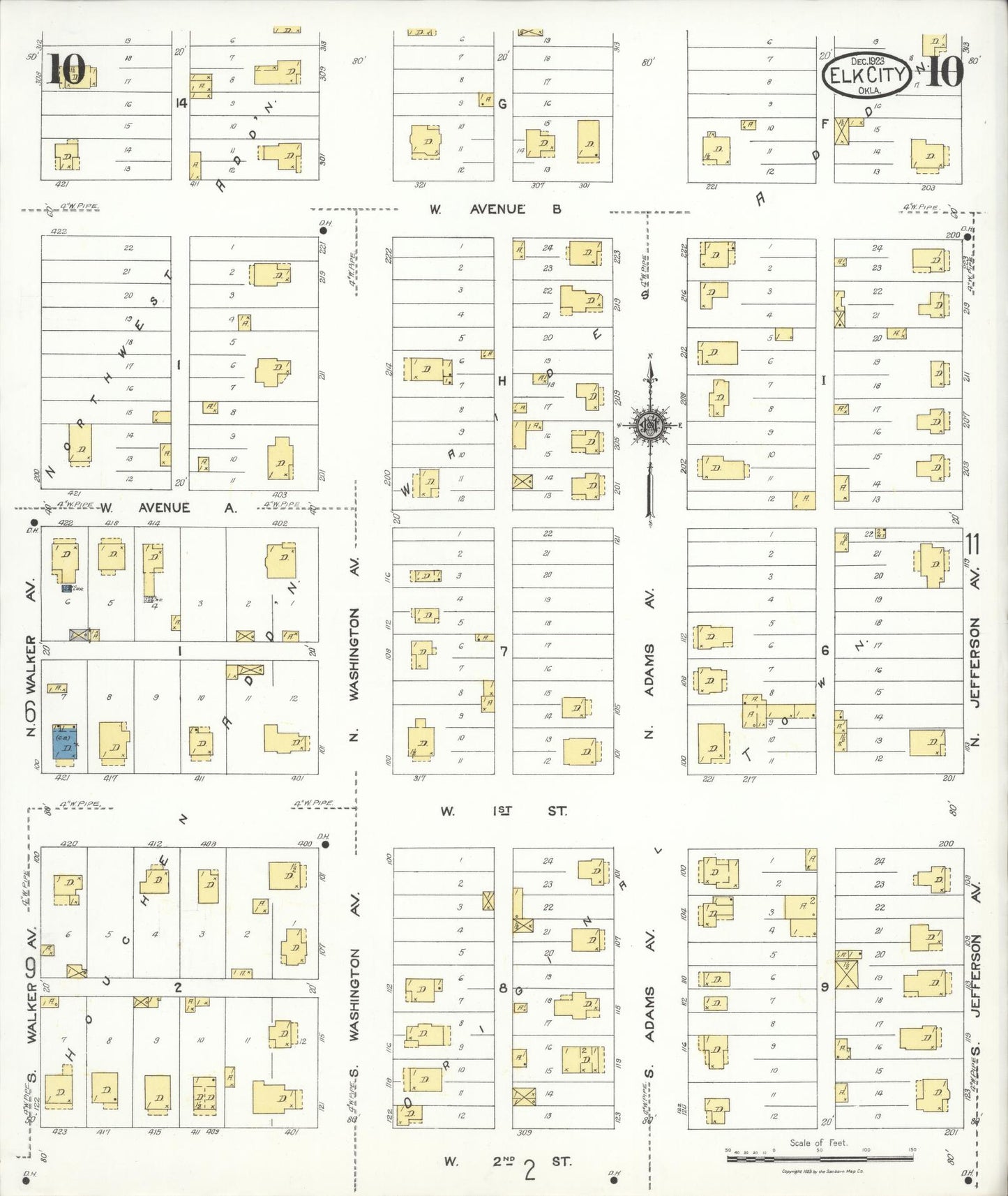Sanborn Fire Insurance Map from Elk City, Beckham County, Oklahoma (1923), Sheet #0010 - Complete Map Set gallery image, historic Sanborn map, vintage wall art, Oklahoma Oklahoma