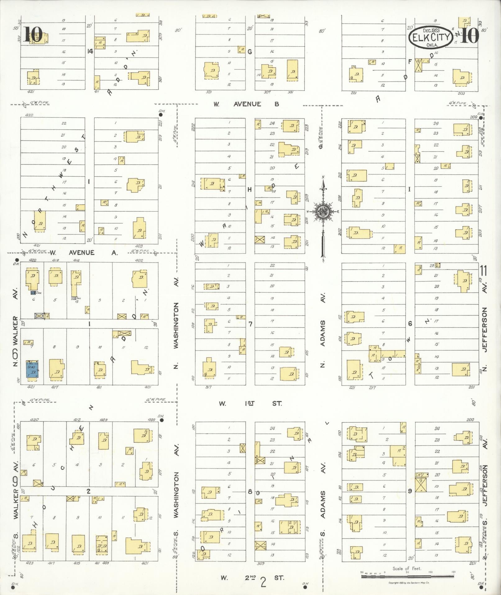 Sanborn Fire Insurance Map from Elk City, Beckham County, Oklahoma (1923), Sheet #0010 - Complete Map Set gallery image, historic Sanborn map, vintage wall art, Oklahoma Oklahoma