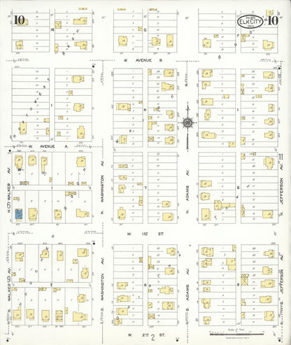 Sanborn Fire Insurance Map from Elk City, Beckham County, Oklahoma (1923), Sheet #0010 - Complete Map Set gallery image, historic Sanborn map, vintage wall art, Oklahoma Oklahoma