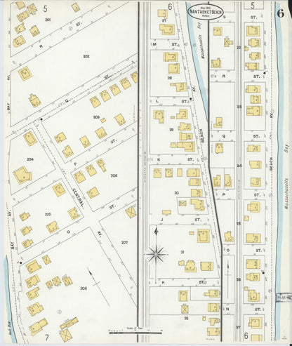 Sanborn Fire Insurance Map from Nantasket Beach, Plymouth County, Massachusetts (1903), Sheet #0006 - Historic Sanborn Fire Insurance Map Print, vintage old map wall art, antique decor, genealogy gift, Massachusetts Massachusetts map