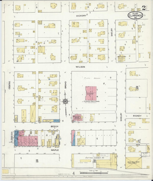 Sanborn Fire Insurance Map from Clarence, Shelby County, Missouri (1916), Sheet #0002 - Historic Sanborn Fire Insurance Map Print, vintage old map wall art, antique decor, genealogy gift, Missouri Missouri map