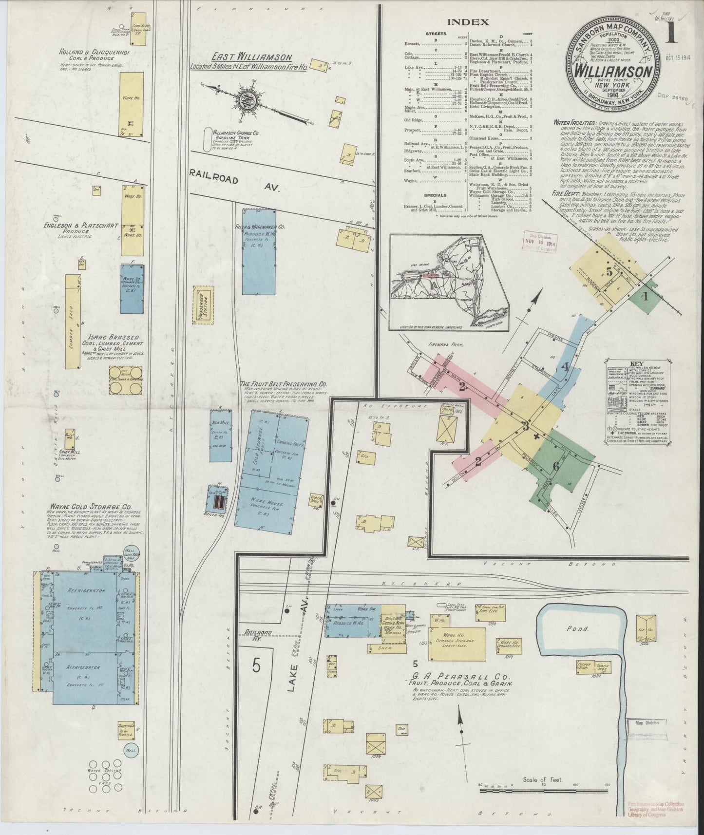 Sanborn Fire Insurance Map from Williamson, Wayne County, New York (1914), Sheet #0001 - Complete Map Set gallery image, historic Sanborn map, vintage wall art, New York New York