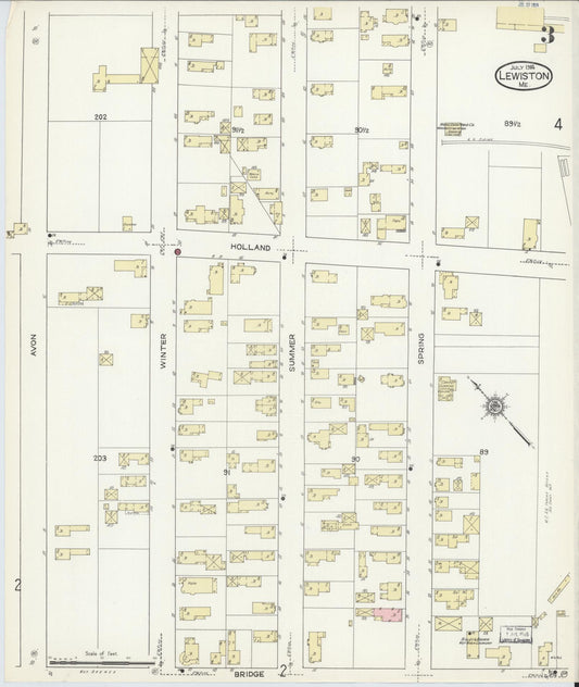 Sanborn Fire Insurance Map from Lewiston, Androscoggin County, Maine (1914), Sheet #0003 - Historic Sanborn Fire Insurance Map Print, vintage old map wall art, antique decor, genealogy gift, Maine Maine map