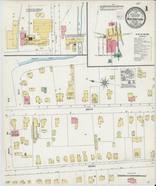 Sanborn Fire Insurance Map from New Hartford, Oneida County, New York (1904), Sheet #0001 - Complete Map Set gallery image, historic Sanborn map, vintage wall art, New York New York