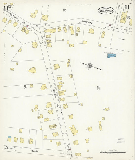 Sanborn Fire Insurance Map from Pleasantville, Westchester County, New York (1924), Sheet #0011 - Historic Sanborn Fire Insurance Map Print, vintage old map wall art, antique decor, genealogy gift, New York New York map