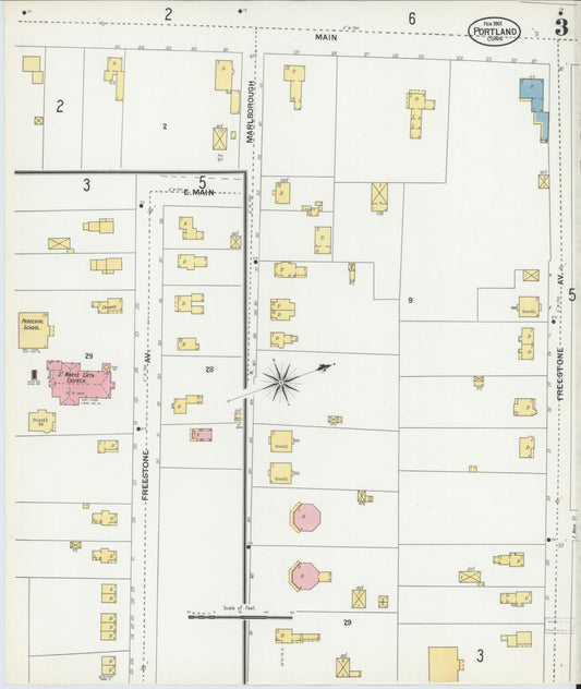 Sanborn Fire Insurance Map from Portland, Middlesex County, Connecticut (1901), Sheet #0003 - Historic Sanborn Fire Insurance Map Print, vintage old map wall art, antique decor, genealogy gift, Connecticut Connecticut map
