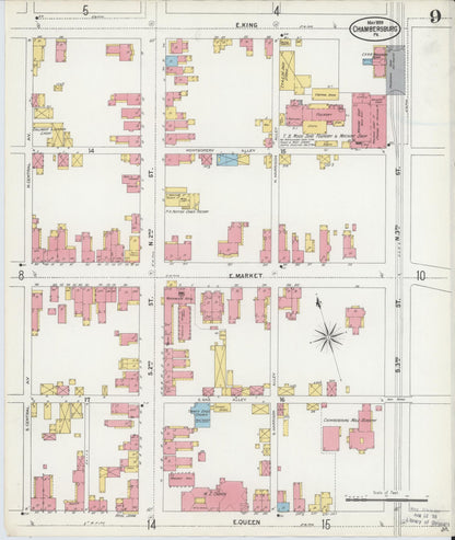 Sanborn Fire Insurance Map from Chambersburg, Franklin County, Pennsylvania (1899), Sheet #0009 - Complete Map Set gallery image, historic Sanborn map, vintage wall art, Pennsylvania Pennsylvania