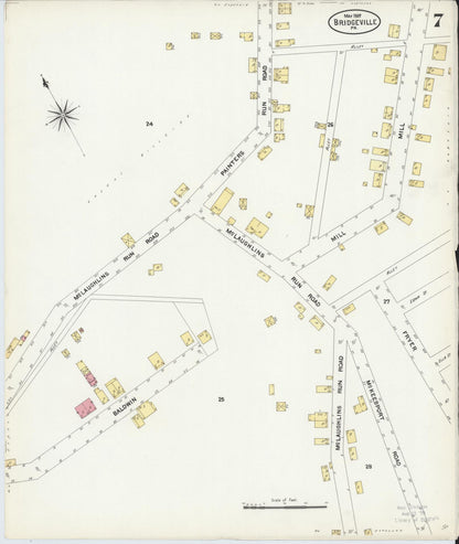 Sanborn Fire Insurance Map from Bridgeville, Allegheny County, Pennsylvania (1907), Sheet #0007 - Complete Map Set gallery image, historic Sanborn map, vintage wall art, Pennsylvania Pennsylvania