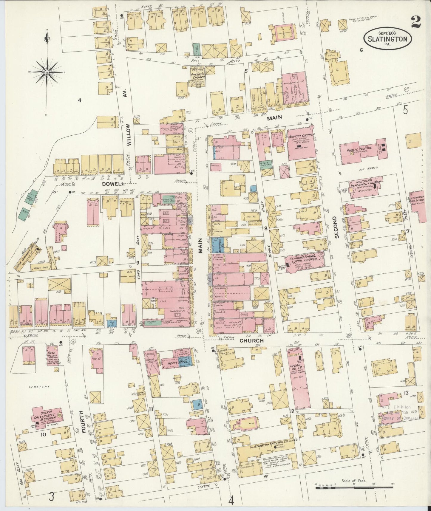Sanborn Fire Insurance Map from Slatington, Lehigh County, Pennsylvania (1908), Sheet #0002 - Complete Map Set gallery image, historic Sanborn map, vintage wall art, Pennsylvania Pennsylvania