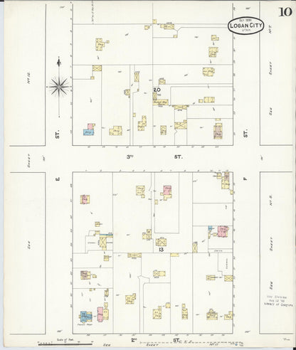 Sanborn Fire Insurance Map from Logan, Cache County, Utah (1890), Sheet #0010 - Complete Map Set gallery image, historic Sanborn map, vintage wall art, Utah Utah