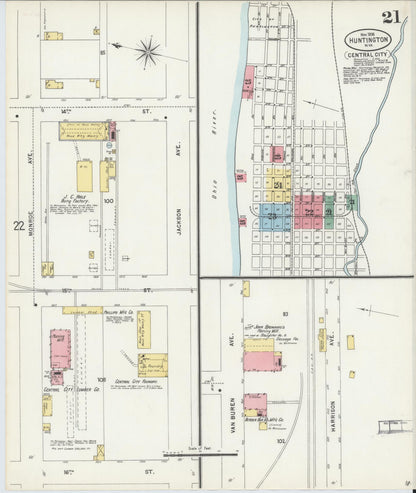 Sanborn Fire Insurance Map from Huntington, Cabell County, West Virginia (1898), Sheet #0021 - Complete Map Set gallery image, historic Sanborn map, vintage wall art, West Virginia West Virginia