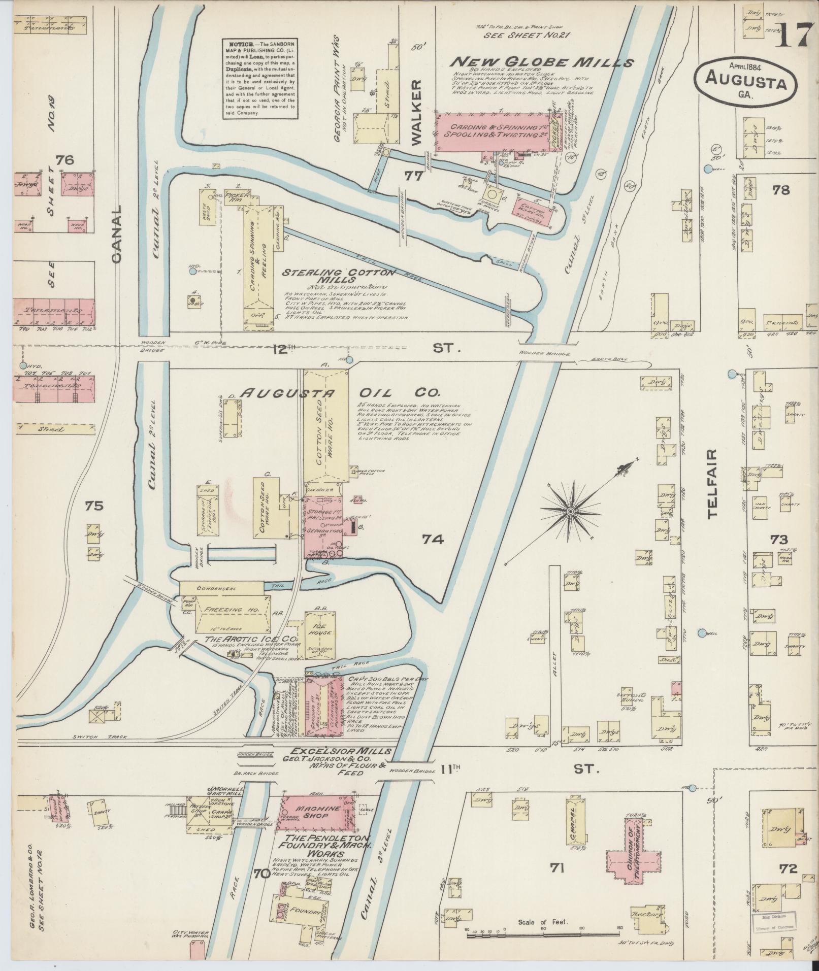Sanborn Fire Insurance Map from Augusta, Richmond County, Georgia (1884), Sheet #0017 - Complete Map Set gallery image, historic Sanborn map, vintage wall art, Georgia Georgia