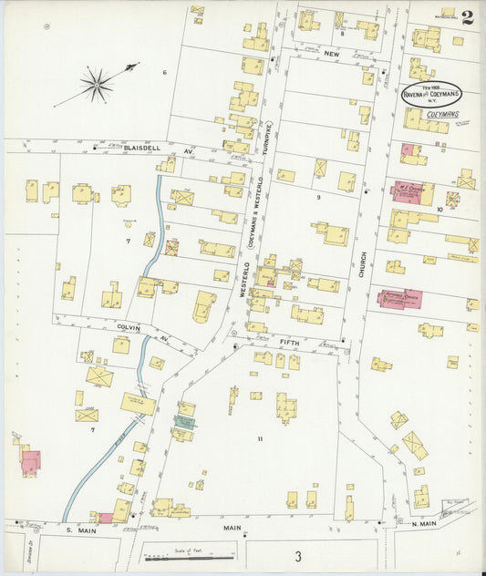 Sanborn Fire Insurance Map from Ravena, Albany County, New York (1909), Sheet #0002 - Historic Sanborn Fire Insurance Map Print, vintage old map wall art, antique decor, genealogy gift, New York New York map