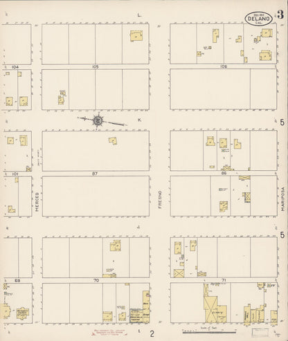Sanborn Fire Insurance Map from Delano, Kern County, California (1912), Sheet #0003 - Complete Map Set gallery image, historic Sanborn map, vintage wall art, California California