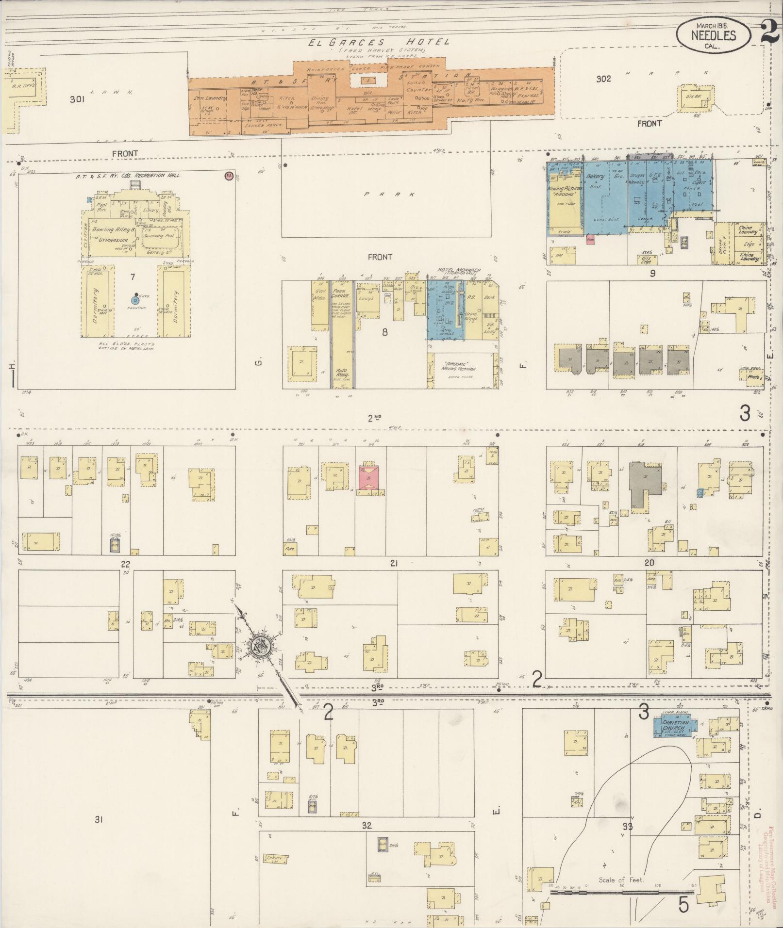 Sanborn Fire Insurance Map from Needles, San Bernardino County, California (1916), Sheet #0002 - Complete Map Set gallery image, historic Sanborn map, vintage wall art, California California