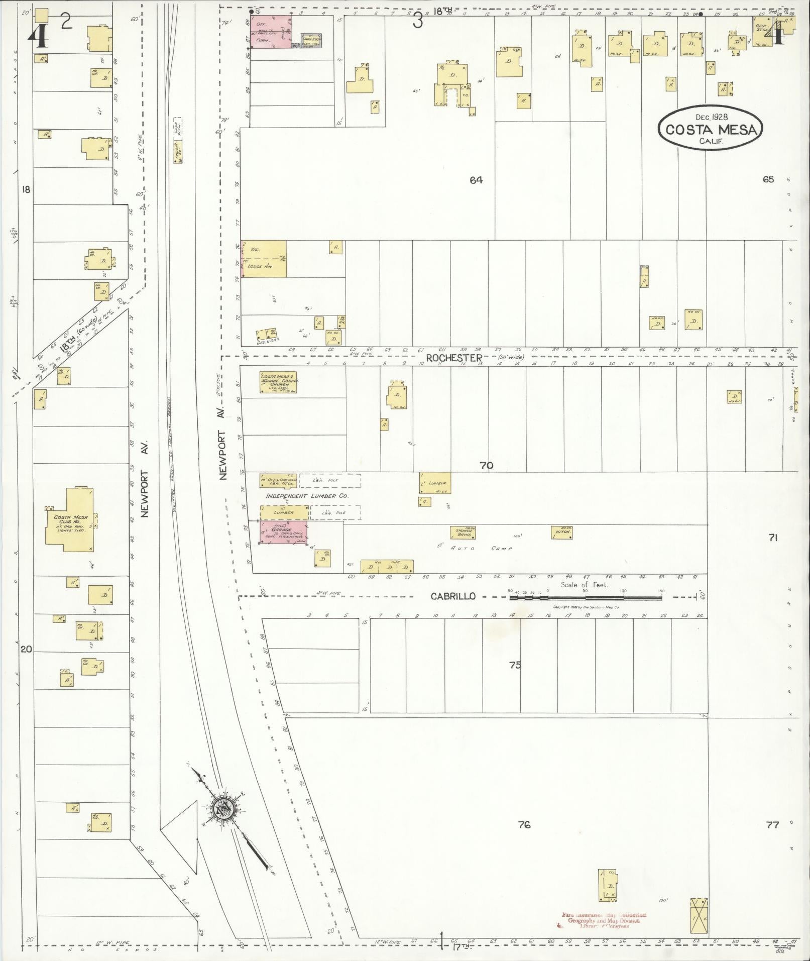 Sanborn Fire Insurance Map from Costa Mesa, Orange County, California (1928), Sheet #0004 - Complete Map Set gallery image, historic Sanborn map, vintage wall art, California California