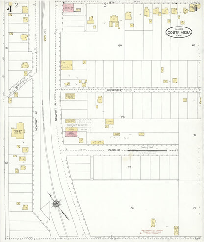 Sanborn Fire Insurance Map from Costa Mesa, Orange County, California (1928), Sheet #0004 - Complete Map Set gallery image, historic Sanborn map, vintage wall art, California California