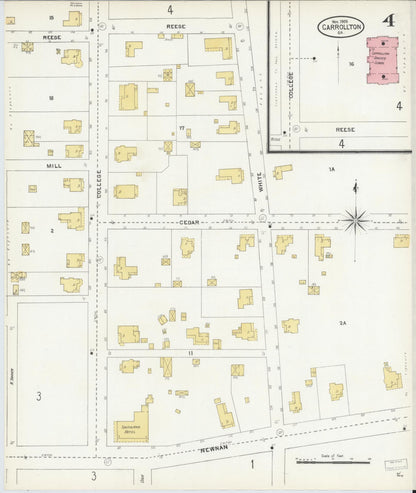 Sanborn Fire Insurance Map from Carrollton, Carroll County, Georgia (1905), Sheet #0004 - Complete Map Set gallery image, historic Sanborn map, vintage wall art, Georgia Georgia
