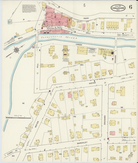 Sanborn Fire Insurance Map from Canajoharie, Montgomery County, New York (1915), Sheet #0006 - Historic Sanborn Fire Insurance Map Print, vintage old map wall art, antique decor, genealogy gift, New York New York map
