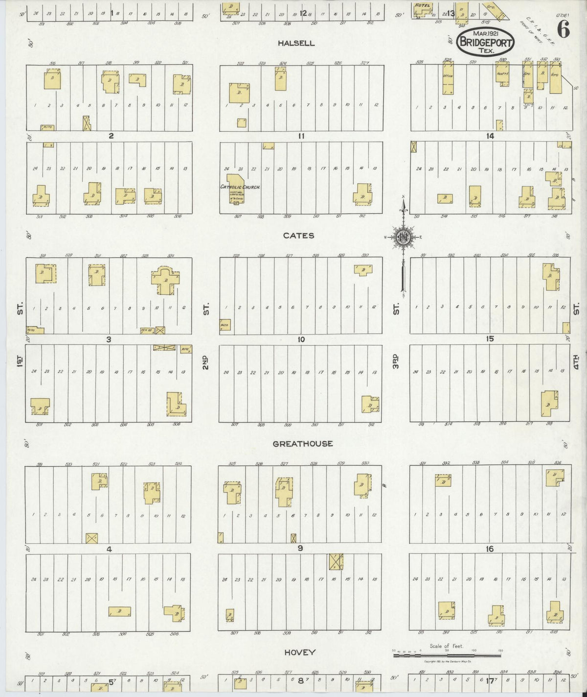 Sanborn Fire Insurance Map from Bridgeport, Wise County, Texas (1921), Sheet #0006 - Complete Map Set gallery image, historic Sanborn map, vintage wall art, Texas Texas