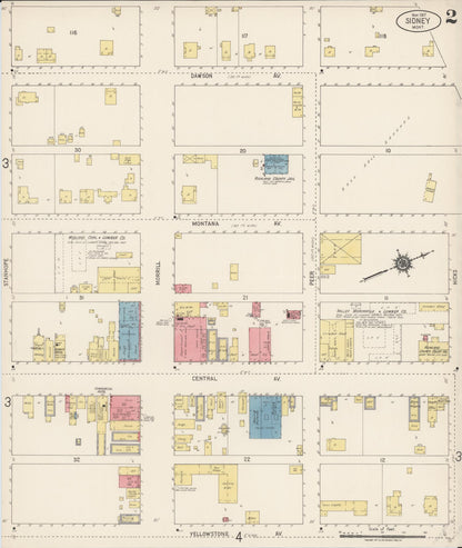 Sanborn Fire Insurance Map from Sidney, Richland County, Montana (1917), Sheet #0002 - Complete Map Set gallery image, historic Sanborn map, vintage wall art, Montana Montana