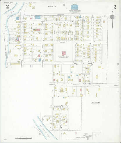 Sanborn Fire Insurance Map from Gahanna, Franklin County, Ohio (1946), Sheet #0002 - Historic Sanborn Fire Insurance Map Print, vintage old map wall art, antique decor, genealogy gift, Ohio Ohio map
