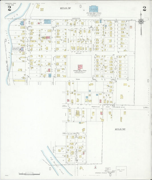 Sanborn Fire Insurance Map from Gahanna, Franklin County, Ohio (1946), Sheet #0002 - Historic Sanborn Fire Insurance Map Print, vintage old map wall art, antique decor, genealogy gift, Ohio Ohio map