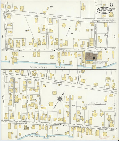 Sanborn Fire Insurance Map from Provincetown, Barnstable County, Massachusetts (1919), Sheet #0008 - Historic Sanborn Fire Insurance Map Print, vintage old map wall art, antique decor, genealogy gift, Massachusetts Massachusetts map
