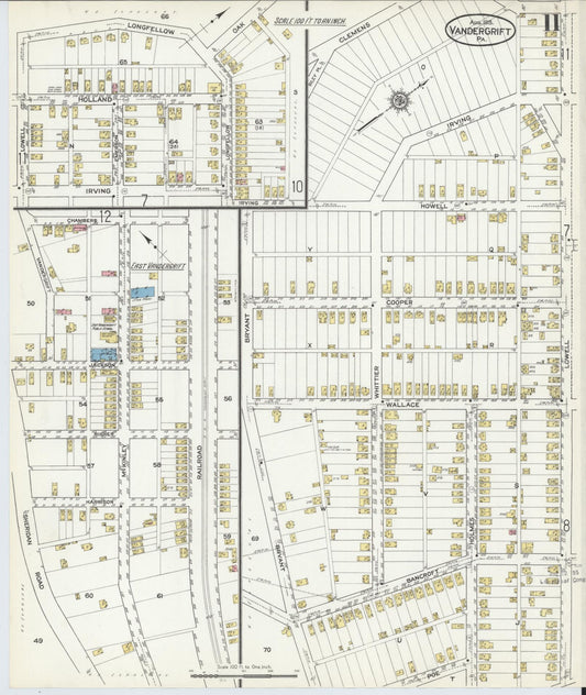 Sanborn Fire Insurance Map from Vandergrift, Westmoreland County, Pennsylvania (1915), Sheet #0011 - Historic Sanborn Fire Insurance Map Print, vintage old map wall art, antique decor, genealogy gift, Pennsylvania Pennsylvania map