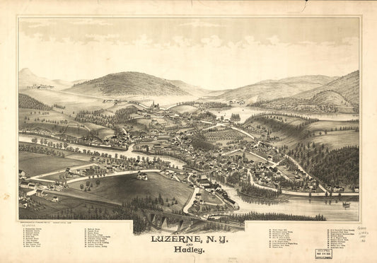 Luzerne, N.Y. and Hadley. (1888) – Historic Bird’s-Eye View Panorama Print